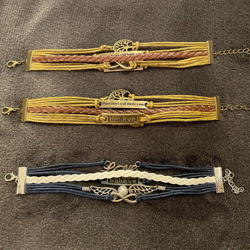 Leather and charm infinity bracelet(s)